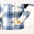 women's woolen shirt collar plaid coat